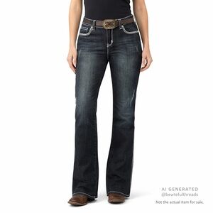 Cowgirl Tuff Co Dark Wash Stretch Bootcut Jeans – Women’s 12 (Fits 12–14)